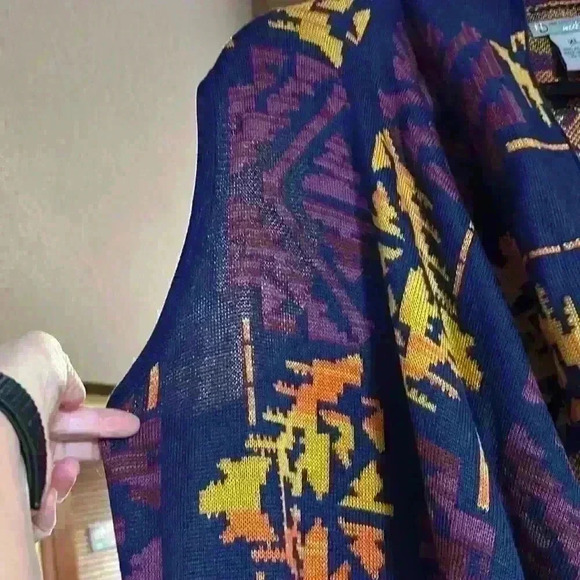 XL New no tags New Direction Weekend brand sweater duster vest "Aztecish" PRINT - Picture 4 of 7